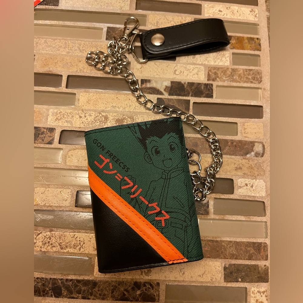🌹NWOT Hunter X Hunter Gon Trifold Chain Wallet Anime Metal Logo